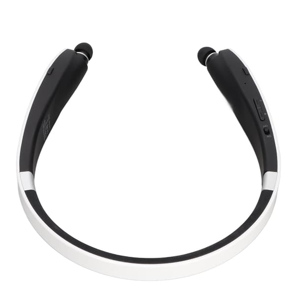Nackband Bluetooth Hörlurar Stereo Brusreducering Vikbara Infällbara Hörlurar Trådlöst Headset med Mikrofon Vit