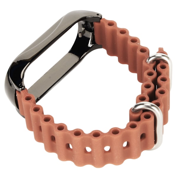 Mjukt watch med skyddande stötfångare i rostfritt stål Case Passar för Mi Band 7 Brown