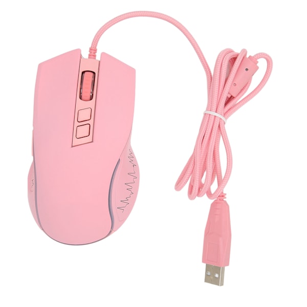 Gamingmus USB2.0 4 justerbar DPI RGB bakgrunnsbelyst ergonomisk design optisk sensor bærbar mus for spillkontor Hjem Rosa