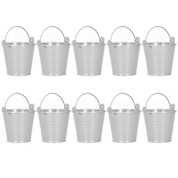 10 stk. Blomsterpotte Mini Sukkulent Plantepot Lille Metal Spand til Indendørs Udendørs DekorationSølv 4x5.5x6cm