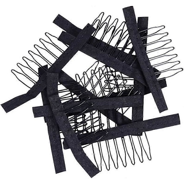 24 st/lot Peruk Kammar 7 Tand Stål Peruk Clips Peruk Fäste Peruk Tillbehör Svart)