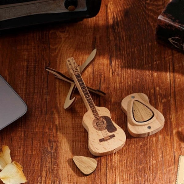 Trälåda för Gitarrplektrum, Akustisk Gitarrplektrum Låda i Trä