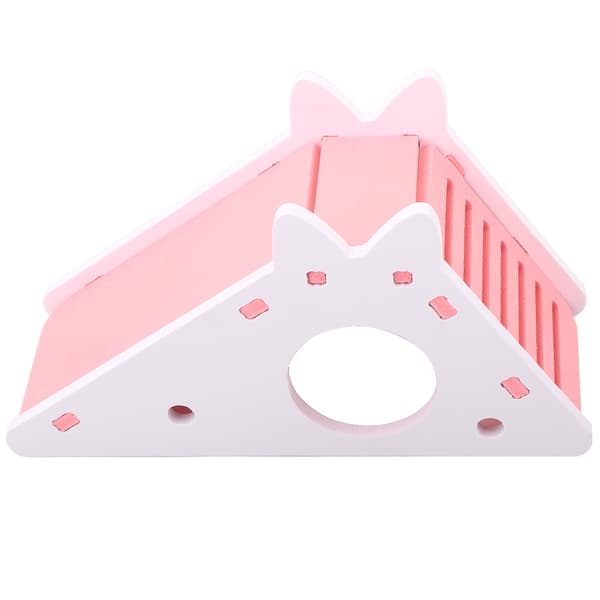 Hamsterhus i tre, hvilehule, montering, klatretrapper, lite kjæledyr, treningsleke (rosa)