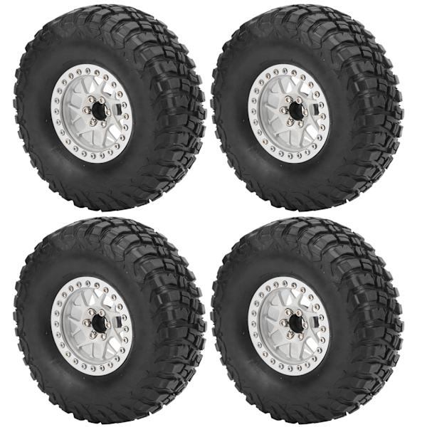 4 stk 2,2 tommers RC-hjuldekk med aluminiumsfelger for Axial SCX10 D90 1/10 RC CrawlerHvit