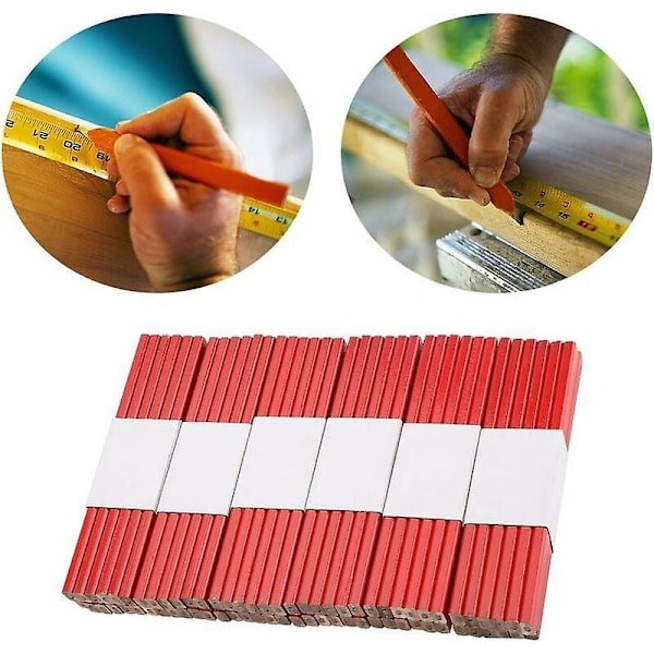 Set med 72 snickarpenna för snickare, snickarpennor, snickarpenna, 17,5 x 1,3 x 0,7 cm Röd