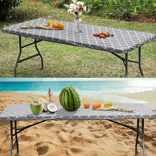 Vattentät Elastisk Passande Rektangulär Duk Grå 30x72 Tum Torkbar Flanellrygg för Inomhus Utomhus Camping