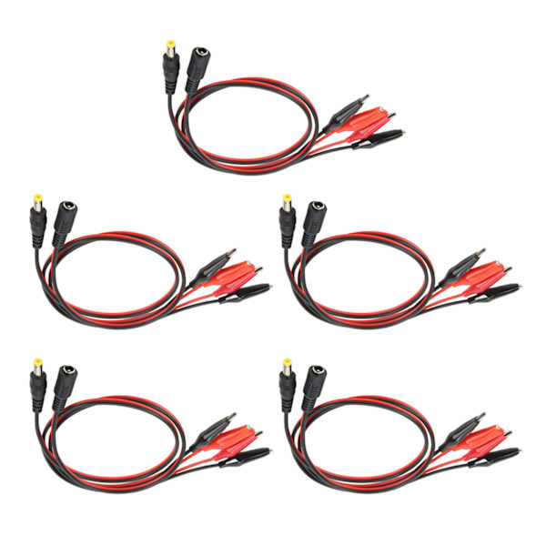5 set krokodilklämma till likströmsadapterkabel hane honkontakt Batteritestkabel 50 cm längd