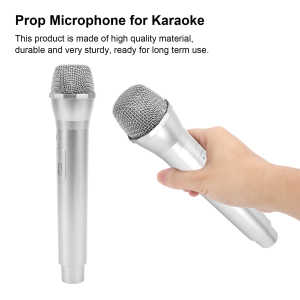 Realistisk propmikrofon for karaoke danseshow. Øv mikrofonpropp for karaoke sølv Silver