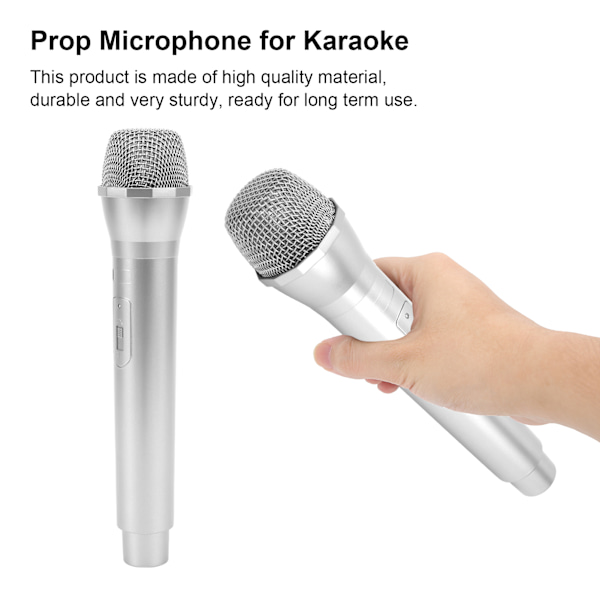 Realistisk propmikrofon til karaoke danseshows Øv mikrofonprop til karaoke sølv Silver