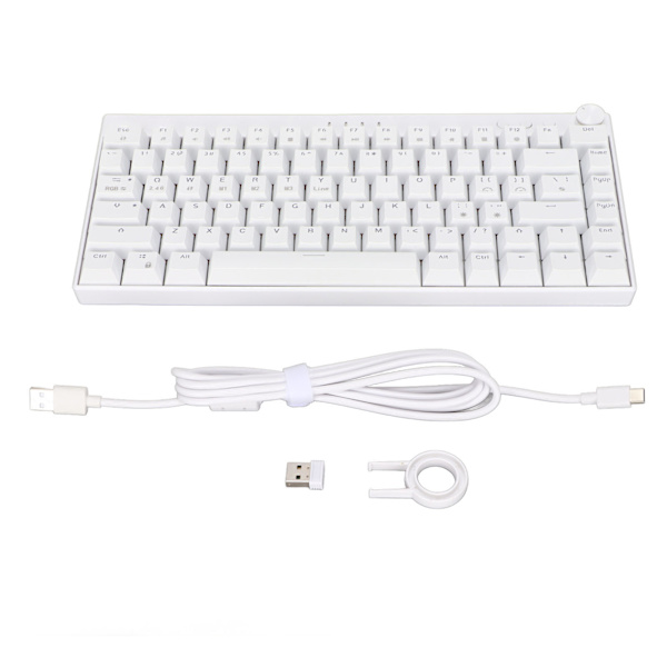 Tre-modus mekanisk tastatur 82 taster RGB dynamisk bakgrunnsbelysning N-tast rollover hvit mekanisk tastatur for kontor hjemmebrun bryter