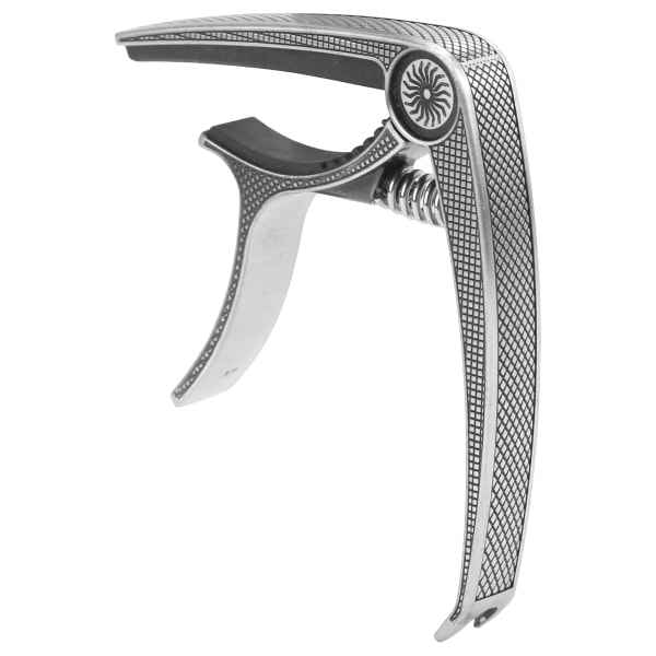 Universal høystyrke metall capo for 6-strengs akustiske og elektriske gitarer - Silver Performance Capo