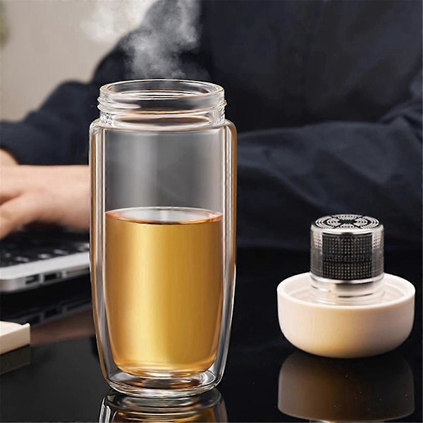 Förtjockade Anti-Skållnings Glas Koppar Vattentät Läckagesäker Kopp 320ML, B