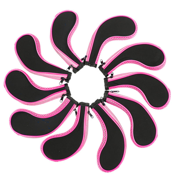 10 st neopren golfklubba järnhuvudskydd Set case golftillbehör (rosa)