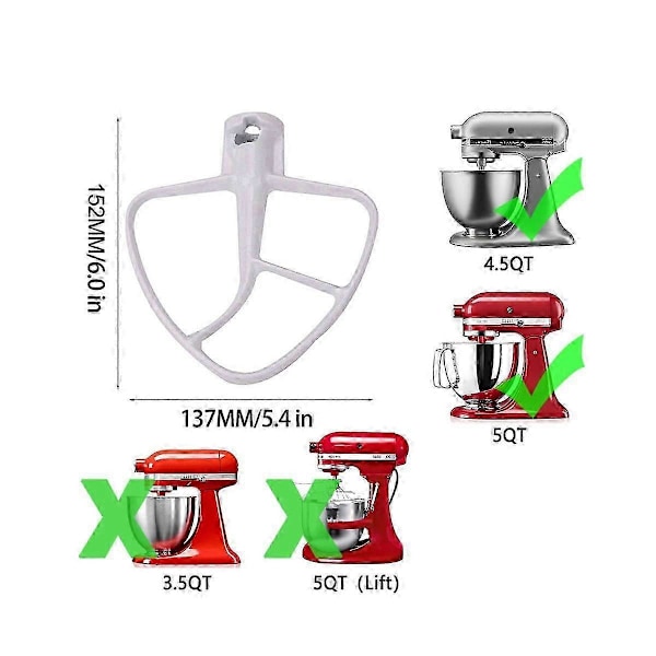 Kompatibel med Kitchen Aide-tillbehör 4,5-5 Qt Tilt-Head Stand Mixers Kitchenaid Paddle Attachment kompatibel med K45B/K5THCB/K5THBS