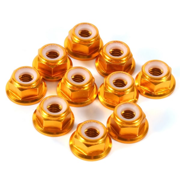 10 stk M5 Nylon Insert Selvlåsende Aluminiumsmuttere Hex Lock Mutter Gull