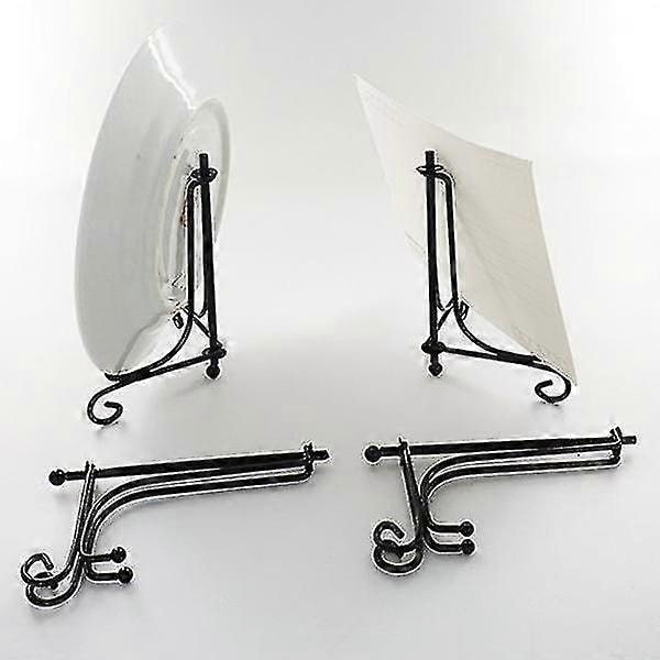 (4-pakning) Jern Display Stativ, Svart Jern Staffeli Plate Display Fotoholder Stativ, Viser Bilde Fra