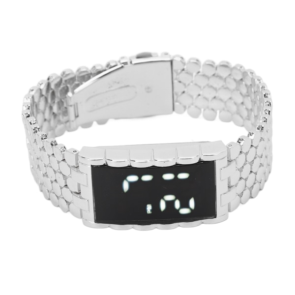 LED watch dubbelt öppen spänne i rostfritt stål metallrem rektangulär urtavla Digital armbandsur för utomhusaktiviteter Silver