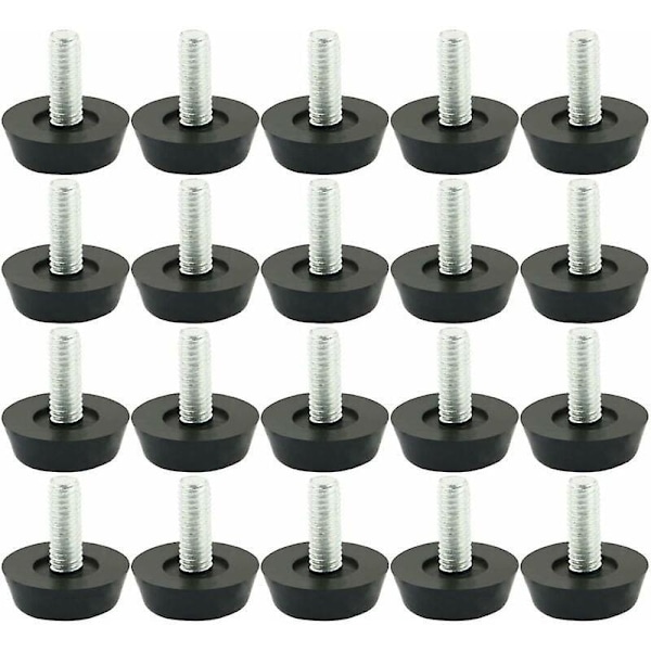 sourcing map 20 stk Møbeljusterbare føtter Justerbare føtter Møbelglidebein Bord Stolbord Base Gulvbeskytter Skrueglider 22 mm x M6 x 20 mm