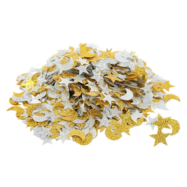 2 poser med Flash Moon og Star Confetti håndlaget plaststjerne Moon Confetti enkel sjenerøs fargekonfetti for fest