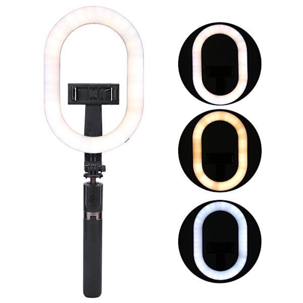 Foldbart Selfie Light Genopladeligt dæmpbart lys med stativ Stand Telefonholder til Makeup Live Stream