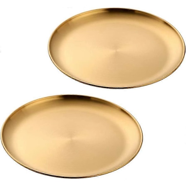 2-delt metall middagstallerken - rustfritt stål farge kraftig kjøkkenutstyr rund metall 9-tommers middagstallerken | tåler oppvaskmaskin | fri for bisfenol A | for