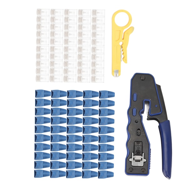 RJ45-krimpverktøy Multifunksjonell Ethernet-krimper Cutter Stripper for Cat5 Cat5e Cat6 Cat6A Pass Through Connector