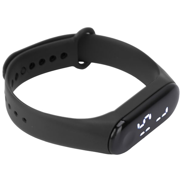 Digitalur LED Hvidt Lys Display Plast Spejl Elektronisk Bevægelse Silikone Strap Sportsur til Student Sort