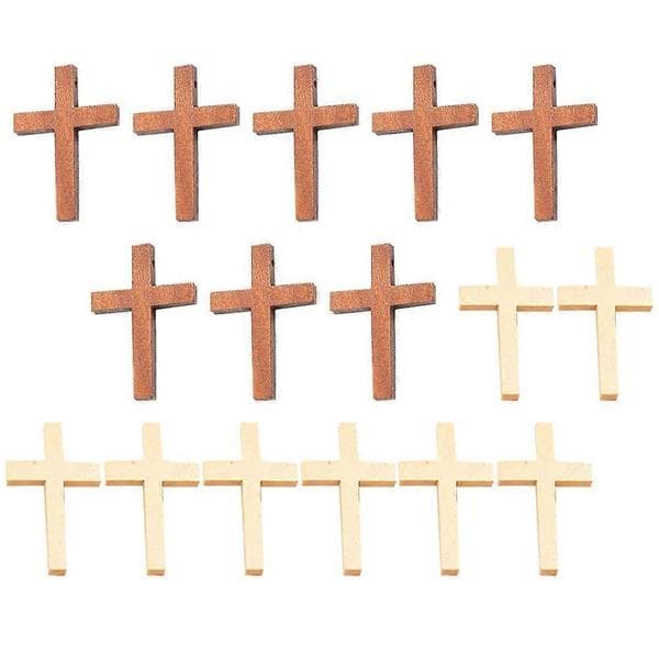 20 stk trækors vedhæng håndværk DIY trækors dekoration (hvidbrun) 4X3cm