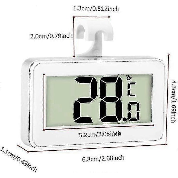 3x Køleskabstermometer Digitalt Termometer Frysertermometer Køleskab Rum Vandtæt Frysertermometer Med LCD-display Med Krog Kompatibel T