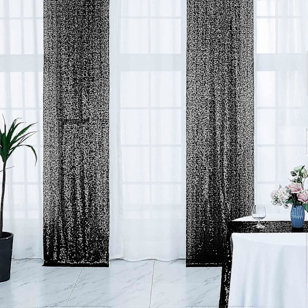 8,5 m - 2 stk. Sorte Paillet Baggrunds Gardiner Paneler, Fotografi Baggrund Glitter Gardiner