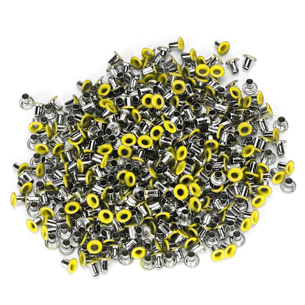 500 st mässingsöljetter 2 mm innerhål färgglada öljetter kit för kläder skor väska DIY hantverk gul