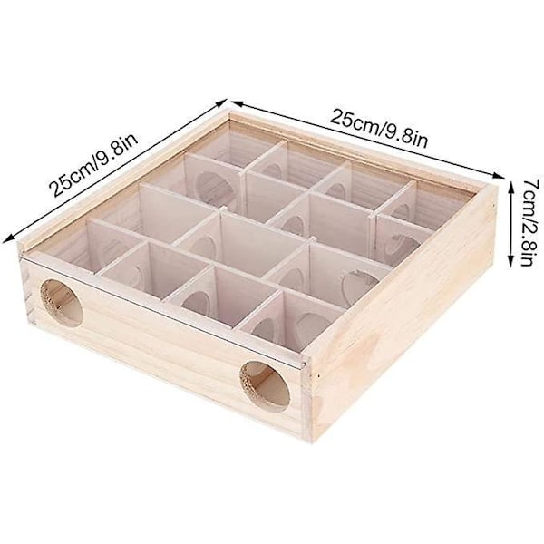Hamster Labyrint Leksak, Råttbo av Naturligt Trä med Organiskt Glas Interaktiv Intelligent Liten Husdjursleksak för Råtta Mus Möss Hamstrar
