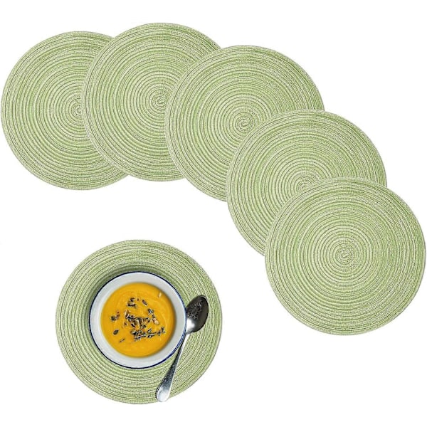 Pyöreät ruokapöydän tabletit, 6 kpl - 38 cm kodin sisustukseen, pyöreät kudotut tabletit