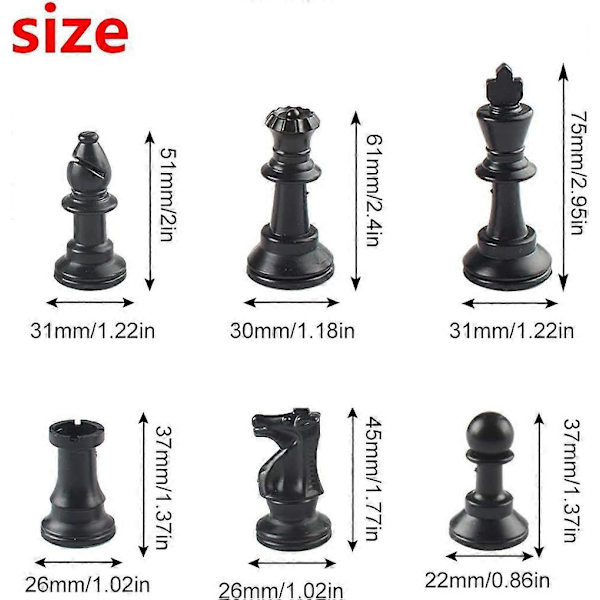 32 Schackpjäser Endast Schackpjäser XQZ-03 (Plast-75mm)