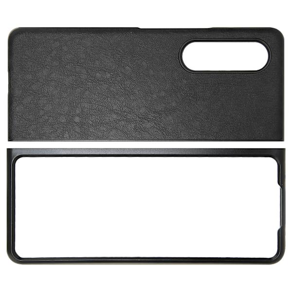Business PU læder telefonetui til Galaxy Z Fold 3 ridsefast foldbar skærm telefoncover sort