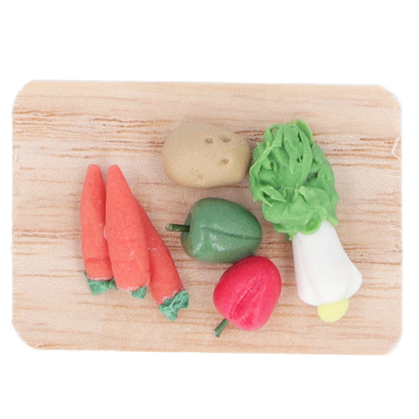 1:12 skala dockhuskål morot potatis modell skärbräda miniatyr lera grönsaker dekoration