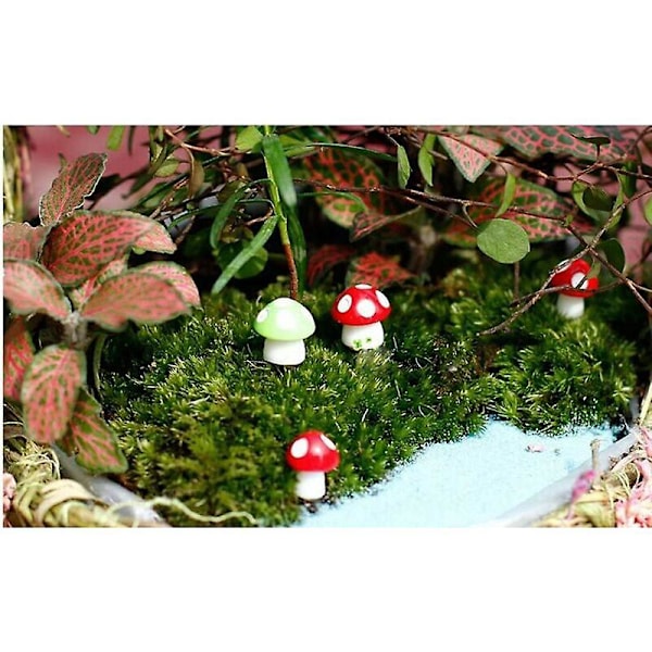 Set med 20 stycken Svampdekoration för Bonsai-landskapsminiatyr (Röd)