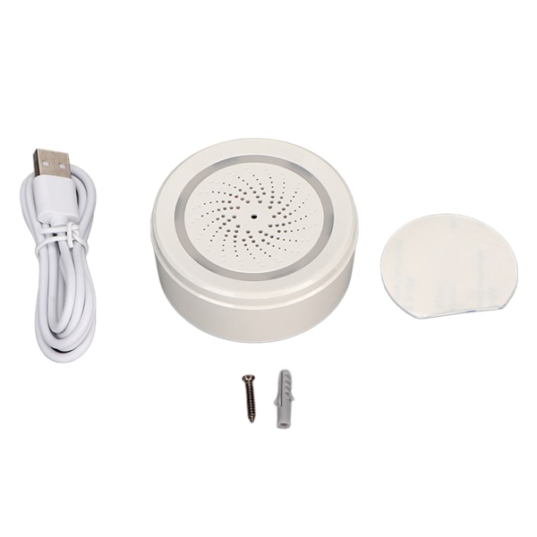 Smart Sirene Alarm Trådløs WiFi APP Kontroll 105dB Innbruddsalarm med lyd- og lysalarm for hjemmesikkerhet