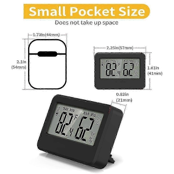 4 stk. Digitalt hygrometer og termometer, reptiltermometer med magnetisk feste og bordstativ, temperatur og fuktighet