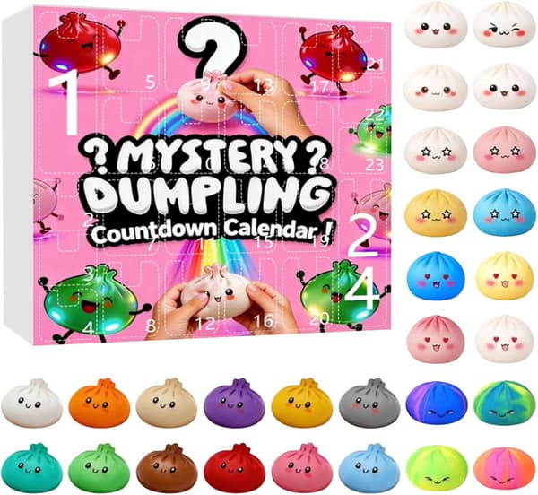 Squishy Dumpling Mystery Julekalender Dumpling Squishies Mystery Box med 24 ST/8 ST Tilfældige Overraskelses-Squishies til Angstlindring Hånd