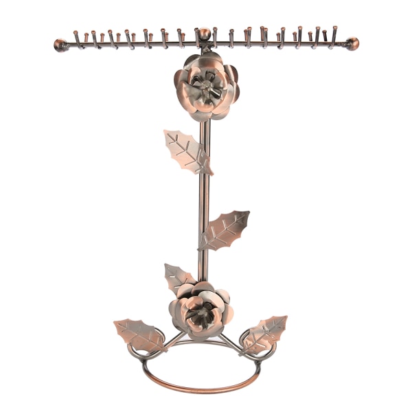 Rose Flower Smycken Display Stand Dual Raw Hook Design Halsband Armband Display Rack Brons