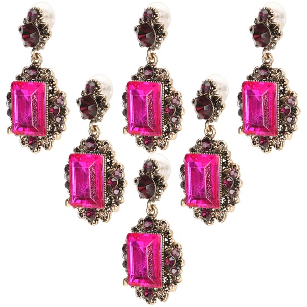 3 par øredobber Diamant Smaragd Dingle Retro Legering Mote Ørepynt Smykker Roserød