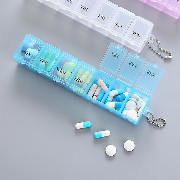 Ultra Bubble-Lok Pillerorganisatör - 7-dagars Stor (3 st) Rosa, Blå och Vit - Bärbar och Fuktsäker Förpackningsuppsättning