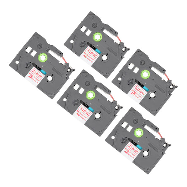 5 stk Label Maker Tape 9mm Lamineret Vandtæt Farveægte Multi Purpose Labeler Tape til PT D210 PT D200 PT H110 PT D400 Hvid På Rød Bze 425