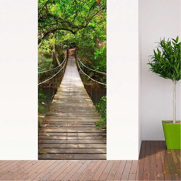 3D Dörrdekal Effekt för (Hängbro) Väggdekoration Vardagsrum Kök Sovrum Badrum Tapet 77X200cm
