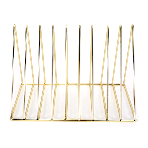 Multifunktionel Iron Triangle Desktop Bogreol Bøger Magasiner Rack Holder Guld