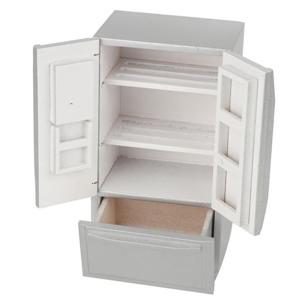 1:12 Mini Træ Køleskab Model Møbler Tilbehør til Dukkehus (Grå)