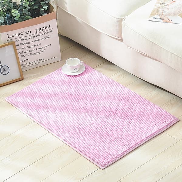 Chenille sklisikker vannabsorberende sklisikker matte baderom stue (rosa)
