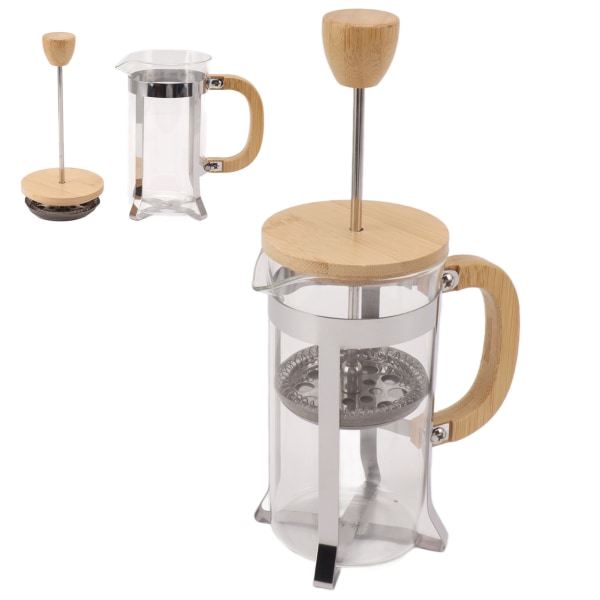 350 ml Pressfilter Kaffeemaskine Tykkere Borosilikatglass Varmebestandig Fransk Klassisk Isolert Kaffeemaskine med Tretthåndtak