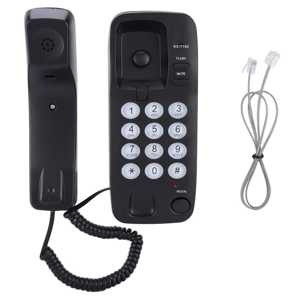 Väggmonterad fast telefonförlängning Ingen nummerpresentation Hemtelefon för hotellfamiljen (svart)